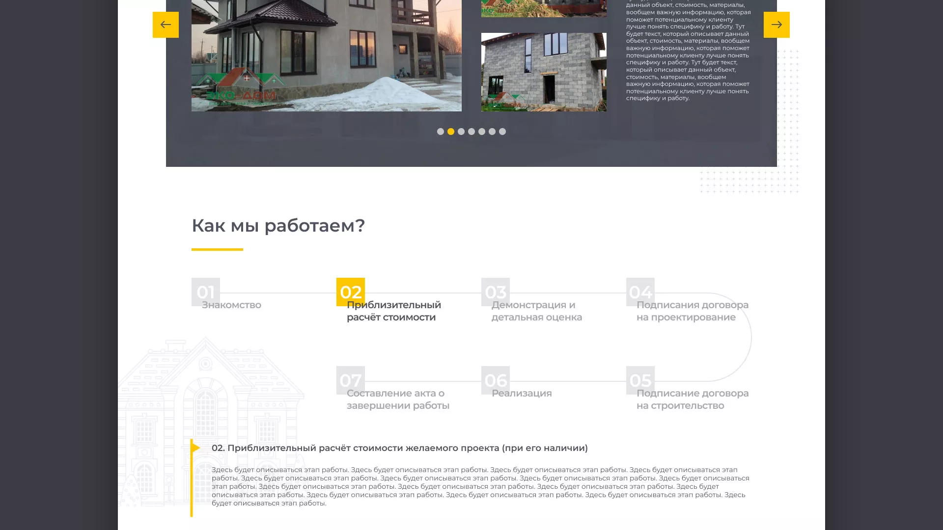 Создание сайта для строительной компании «ЭКОДОМ» в Костомукше